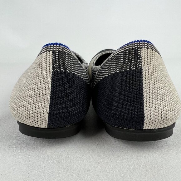 Rothys Womens Cap Toe Buffalo Plaid Round Toe Ballet Flat Black White size 7.5 - Picture 4 of 15